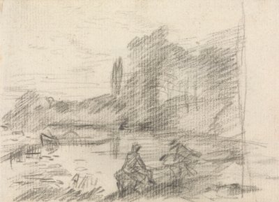 Kaksi hahmoa joen rannalla tekijältä John Constable
