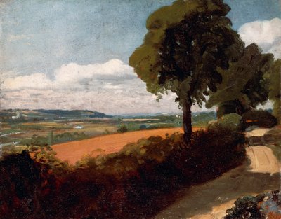 Näkymä East Bergholtiin johtavalta tieltä tekijältä John Constable
