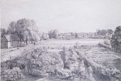 Näkymä East Bergholtiin Goldingin, konstaapelin talon, keittiöpuutarhan yli tekijältä John Constable