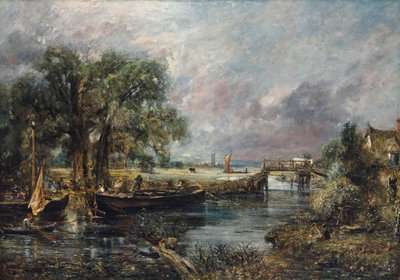 Näkymä Stourin varrella lähellä Dedhamia, täysimittainen luonnos, noin 1821-22 (öljy kankaalle). tekijältä John Constable