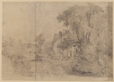 Willy Lotts House, East Bergholt, noin 1820 (musta liitu paperille). tekijältä John Constable