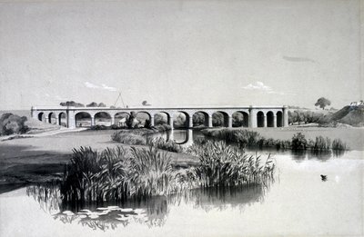 Avon Viaduct, Wolston, 2. heinäkuuta 1837 (kynä ja muste ja pesu paperille) tekijältä John Cooke Bourne