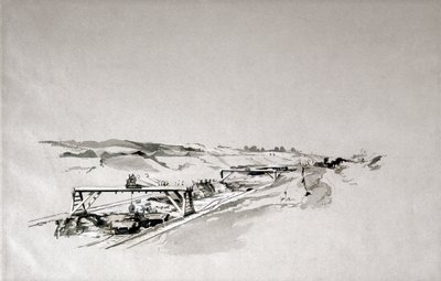 Blisworth Cutting, Northamptonshire, syyskuu 1838 (kynä ja muste ja pesu paperille) tekijältä John Cooke Bourne