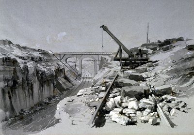 Blisworth Cutting, Northamptonshire, ylhäältä, 2. heinäkuuta 1837 (kynä ja muste ja pesu paperille) tekijältä John Cooke Bourne