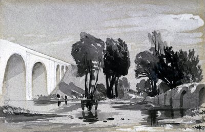 Blythe Viaduct, Hampton-in-Arden, n. 1838 (kynä ja muste ja pesu paperille) tekijältä John Cooke Bourne