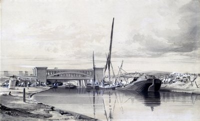Silta Regents-kanavan yli, huhtikuu 1837 (kynä ja muste ja pesu paperille) tekijältä John Cooke Bourne