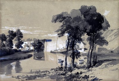 Canal Bridge, Pitstone, Buckinghamshire, lokakuu 1837 (kynä ja muste ja pesu paperille) tekijältä John Cooke Bourne