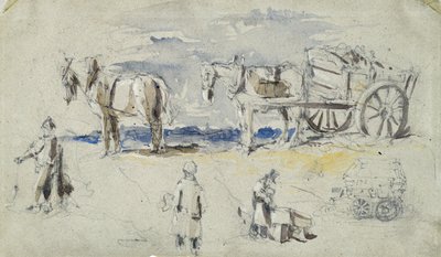 Lontoon ja Birminghamin rautatien rakentaminen, n. 1835 (kynä pesulla paperille; yhdistelmäluonnos) tekijältä John Cooke Bourne