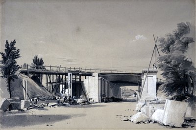 Denbigh Hall Bridge from the Road, 25. kesäkuuta 1837 (kynä ja muste ja pesu paperille) tekijältä John Cooke Bourne