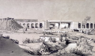 Hampstead Road Bridge, 5. lokakuuta 1836 (kynä ja muste ja pesu paperille) tekijältä John Cooke Bourne