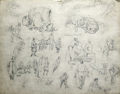 Jackin valkopäinen Bob, Sleeping Beauty, n. 1835-1838 (kynä paperille; yhdistelmäluonnos) tekijältä John Cooke Bourne