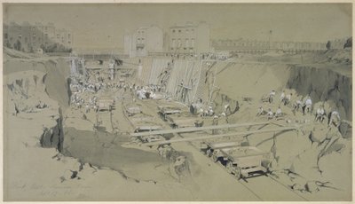 Park Street, Camden Town, 17. syyskuuta 1836 (kynä ja muste ja pesu paperille) tekijältä John Cooke Bourne