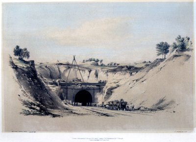Watford Tunnel, Hertfordshire, 6. kesäkuuta 1837 (väri litteä) tekijältä John Cooke Bourne