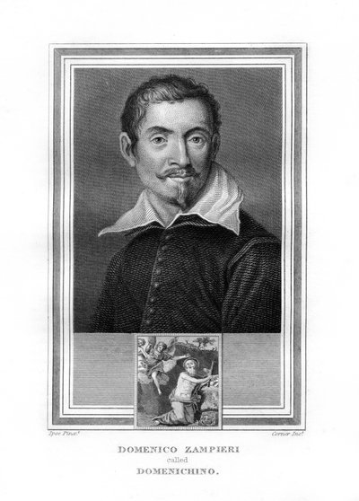 Domenichino, italialainen barokkiajan maalari, 1825. tekijältä John Corner