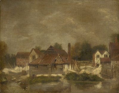 Aitat ja vanhat talot Yarella, n. 1803 tekijältä John Crome