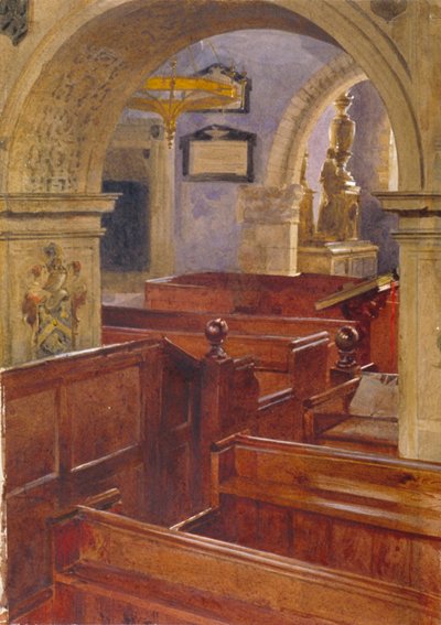 Sisäkuva All Saints Churchista, Chelsea, Lontoo, 1880 tekijältä John Crowther