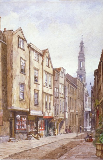 Näkymä Drury Courtista, näkymä St Mary le Strandiin, Westminster, Lontoo, 1882 tekijältä John Crowther