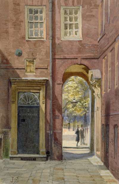 Näkymä Elm Courtista, Inner Temple, joka katsoo kohti Middle Templeä, Lontoo, c1880 tekijältä John Crowther