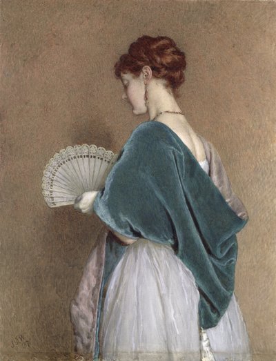 Babae na may Fan, 1871 (lapis at wc sa papel)finn tekijältä John Dawson Watson