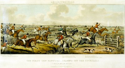 Ensimmäiset kymmenen minuuttia, Leicestershires, kaiverrus Henry Alken (1785-1851) 1825 (värikaiverrus) tekijältä John Dean (after) Paul