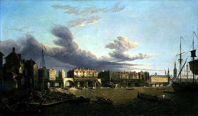 Näkymä Old London Bridgelle sellaisena kuin se oli vuonna 1747 (öljy kankaalle) tekijältä John Dean Paul