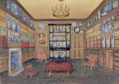 The Morning Room, Bowden Hall, Upton St. Leonards, Gloucester (wc ja kynä paperille) tekijältä John Dearman Birchall
