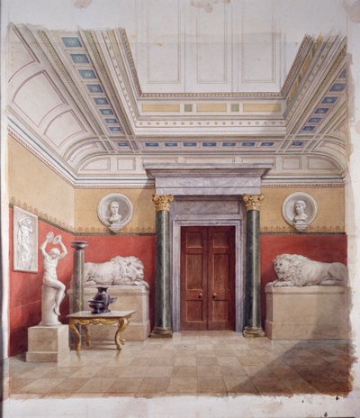 Veistosgalleria, pohjoispää, n. 1870 (akvarelli paperille) tekijältä John Dibblee Crace
