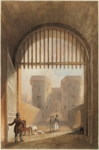 Gateway of the Gaol, Newcastle upon Tyne (bc, muste ja wc paperilla) tekijältä John Dobson
