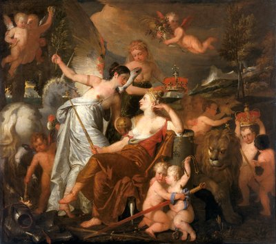 "Edesmennyt prinsessa, joka personoi rauhaa ja kruunaa Englannin loiston heijastuneena Eurooppaan", 1819 tekijältä John Downman