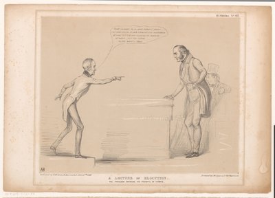Spotprent va conèixer Roebuck i Lord Bentinck Conferència sobre elocució. El professor fent complir els seus preceptes amb l