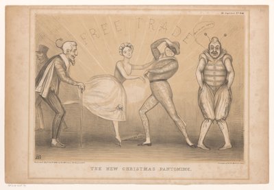 Spotprent met kerst voorstelling Uusi joulupantomiimi (otsikko esineessä) HB Sketches (sarjan otsikko objektissa) tekijältä John Doyle