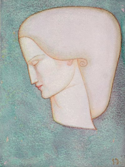 Naisen pää (akvarelli) tekijältä John Duncan