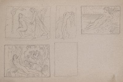 Nimetön [alastonhahmot maisemassa (kynä) tekijältä John Duncan