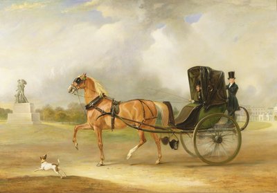 William Massey-Stanley ajamassa kabriolettiaan Hyde Parkissa, 1833 tekijältä John E. Ferneley