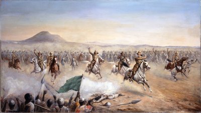 The Charge of the 21st Lancers Omdurmanissa, 2. syyskuuta 1898 (öljy kankaalle) tekijältä John Edward Chapman Mathews