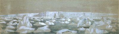 Osa eteläistä napavallia, 2. helmikuuta 1841 (akvarelli). tekijältä John Edward Davis
