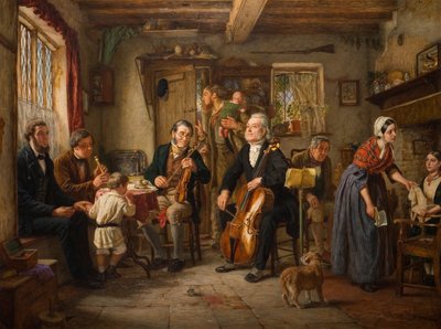 Filharmoninen harjoitus maalaistalossa, 1860 tekijältä John Evan Hodgson