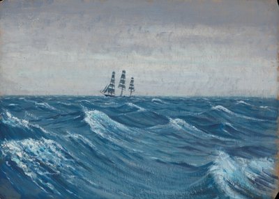 Purjelaiva, 1800-luvun loppu - 1900-luvun puoliväli (öljy paperille) tekijältä John Everett