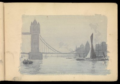 Thames London kohtaus, luonnoslehti tekijältä John Everett