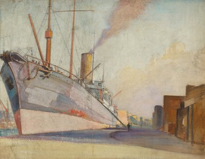 Kaapelinlaskualus "Telconia", noin 1910-30 (öljy paperille). tekijältä John Everett