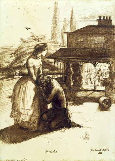 Hyväksytty, 1853 (kynä ja ruskea muste paperille) tekijältä John Everett Millais