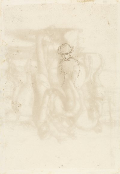 Hylätty, Verso: Luonnos naisesta, 1853 (kynä ja ruskea muste paperille) tekijältä John Everett Millais