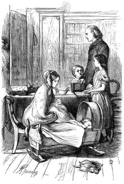Kohtaus Anthony Trollopen Framleyn pappilosta, 1860. tekijältä John Everett Millais