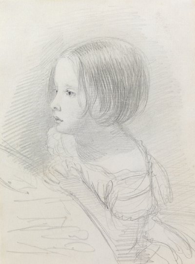 Luonnos tytöstä (lyijykynä) tekijältä John Everett Millais
