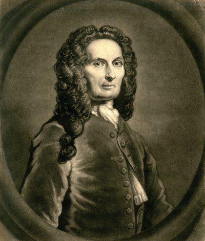 Ranskalaisen matemaatikon Abraham de Moivren muotokuva 1667-1754, 1736 tekijältä John Faber