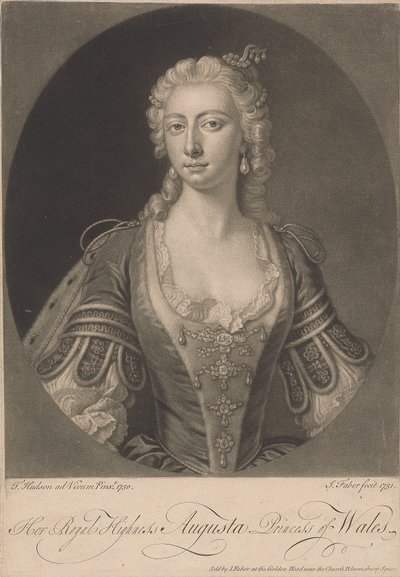 Hänen kuninkaallinen korkeutensa Walesin prinsessa Augusta, 1751 tekijältä John Faber the younger