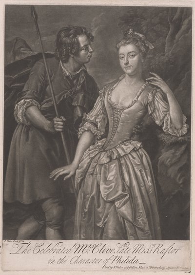 Juhlittu rouva Clive, edesmennyt neiti Rafter, Philidan hahmossa tekijältä John Faber the younger