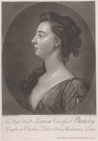 Oikea kunniakas Louisa Berkeleyn kreivitär, Richmondin ja Lenoxin herttuan Charles Lenoxin tytär tekijältä John Faber the younger