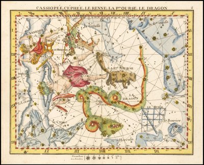 1776 - John Flamsteed - Cassiopee, Cehee, Le Renne, La Petite Ourse, Le Dragon (Cassiopea, Cepheus, Ursa Minor  Draco). tekijältä John Flamsteed