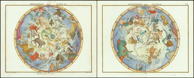 1776 - John Flamsteed - Hemisphere Austral et Hemisphere Boreal - Australinen ja boreaalinen pallonpuolisko. tekijältä John Flamsteed